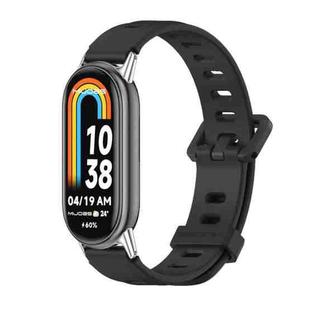 For Xiaomi Mi Band 8 Mijobs Flat Hole Breathable Silicone Watch Band(Black+Silver)