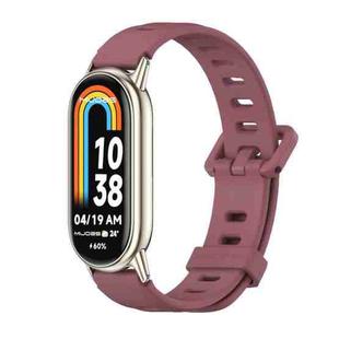 For Xiaomi Mi Band 8 Mijobs Flat Hole Breathable Silicone Watch Band(Wine Red+Light Gold)