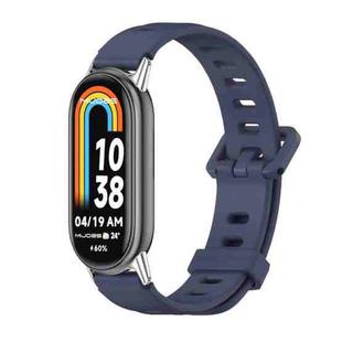 For Xiaomi Mi Band 8 / 9 / 9 NFC Mijobs Flat Hole Breathable Silicone Watch Band(Midnight Blue+Silver)