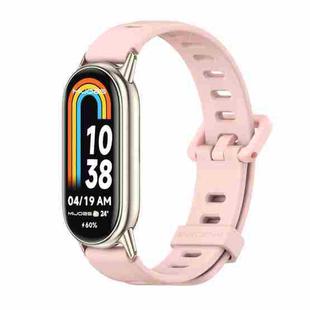 For Xiaomi Mi Band 8 / 9 / 9 NFC Mijobs Flat Hole Breathable Silicone Watch Band(Pink+Light Gold)