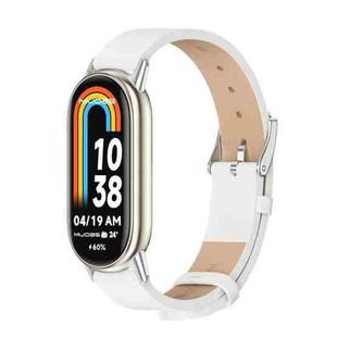 For Xiaomi Mi Band 8 / 9 / 9 NFC Mijobs Microfiber PU Leather Watch Band(White Silver)