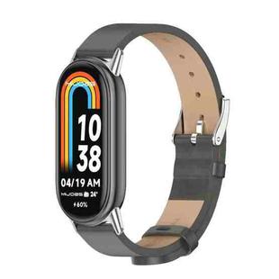 For Xiaomi Mi Band 8 / 9 / 9 NFC Mijobs Microfiber PU Leather Watch Band(Grey Silver)