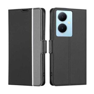 For vivo Y78 Plus 5G Twill Texture Side Button Leather Phone Case(Black)