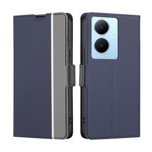 For vivo Y78 Plus 5G Twill Texture Side Button Leather Phone Case(Blue)