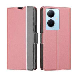 For vivo Y78 Plus 5G Twill Texture Side Button Leather Phone Case(Pink)