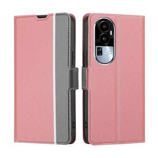 For OPPO Reno10 5G Twill Texture Side Button Leather Phone Case(Pink)