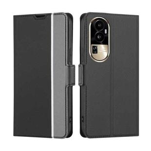 For OPPO Reno10 Pro 5G Twill Texture Side Button Leather Phone Case(Black)