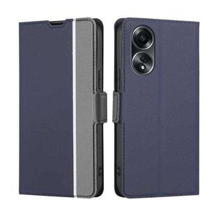 For OPPO A58 4G Twill Texture Side Button Leather Phone Case(Blue)