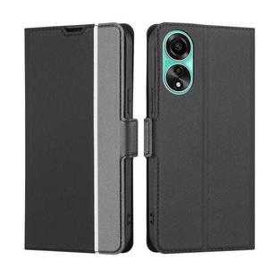 For OPPO A78 4G Twill Texture Side Button Leather Phone Case(Black)