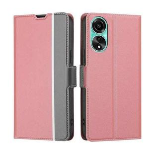 For OPPO A78 4G Twill Texture Side Button Leather Phone Case(Pink)