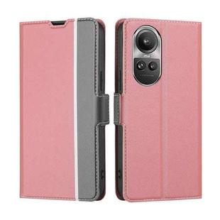 For OPPO Reno10 5G / Reno10 Pro 5G Global Twill Texture Side Button Leather Phone Case(Pink)