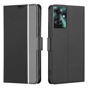 For OPPO Reno11 F 5G Twill Texture Side Button Leather Phone Case(Black)