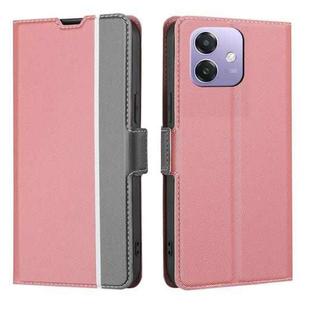For OPPO A3 5G India Twill Texture Side Button Leather Phone Case(Pink)