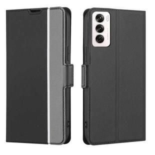 For OPPO Reno12 5G Global Twill Texture Side Button Leather Phone Case(Black)