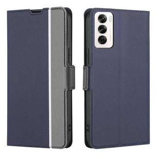 For OPPO Reno12 5G Global Twill Texture Side Button Leather Phone Case(Blue)
