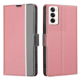 For OPPO Reno12 5G Global Twill Texture Side Button Leather Phone Case(Pink)
