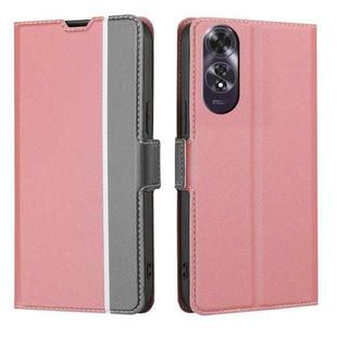 For OPPO A60 4G Global Twill Texture Side Button Leather Phone Case(Pink)