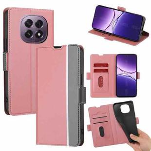 For OPPO A5 5G 2025 Global Twill Texture Side Button Leather Phone Case(Pink)