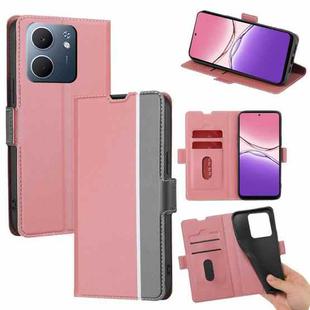 For OPPO A5x 5G Global Twill Texture Side Button Leather Phone Case(Pink)