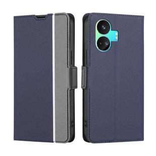 For Realme GT Neo5 SE Twill Texture Side Button Leather Phone Case(Blue)