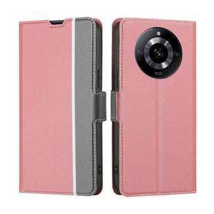 For Realme 11 5G Twill Texture Side Button Leather Phone Case(Pink)