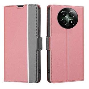 For Realme 12 5G Twill Texture Side Button Leather Phone Case(Pink)