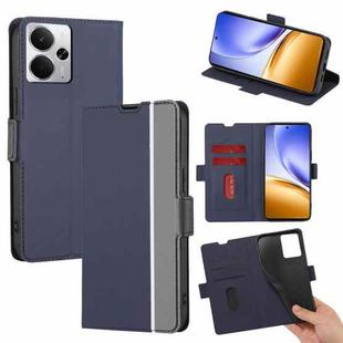 For Realme 14 5G Global Twill Texture Side Button Leather Phone Case(Blue)