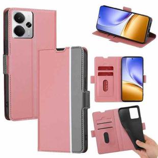 For Realme 14 5G Global Twill Texture Side Button Leather Phone Case(Pink)