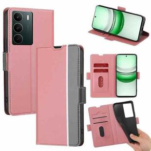 For Realme C71 4G Twill Texture Side Button Leather Phone Case(Pink)