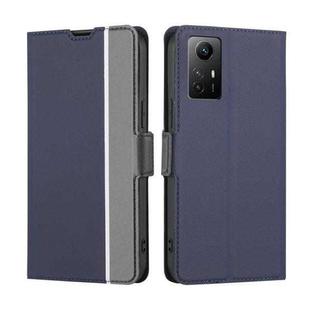 For Xiaomi Redmi Note 12S 4G Twill Texture Side Button Leather Phone Case(Blue)