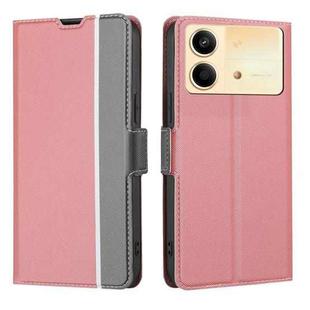 For Xiaomi Redmi Note 13R Pro 5G Twill Texture Side Button Leather Phone Case(Pink)