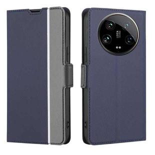 For Xiaomi 14 Ultra Twill Texture Side Button Leather Phone Case(Blue)