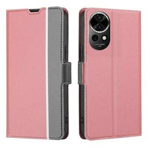 For Huawei nova 12 5G Twill Texture Side Button Leather Phone Case(Pink)