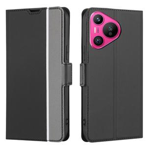 For Huawei Pura 70 5G Twill Texture Side Button Leather Phone Case(Black)