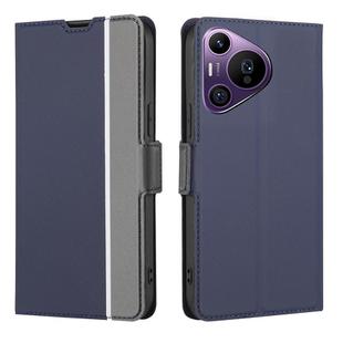 For Huawei Pura 70 Pro / 70 Pro+ 5G Twill Texture Side Button Leather Phone Case(Blue)