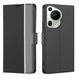 For Huawei Pura 70 Ultra 5G Twill Texture Side Button Leather Phone Case(Black)