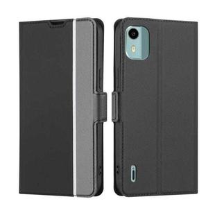 For Nokia C12 Twill Texture Side Button Leather Phone Case(Black)