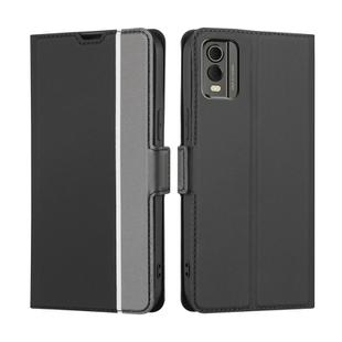 For Nokia C32 Twill Texture Side Button Leather Phone Case(Black)