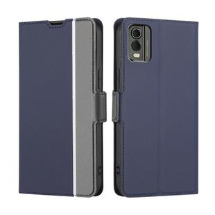 For Nokia C32 Twill Texture Side Button Leather Phone Case(Blue)