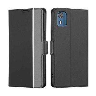 For Nokia C02 TA-1522 Twill Texture Side Button Leather Phone Case(Black)