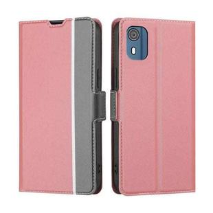 For Nokia C02 TA-1522 Twill Texture Side Button Leather Phone Case(Pink)