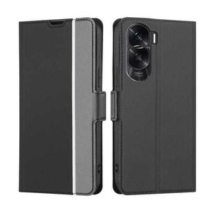 For Honor X50i 5G / 9 Lite Twill Texture Side Button Leather Phone Case(Black)