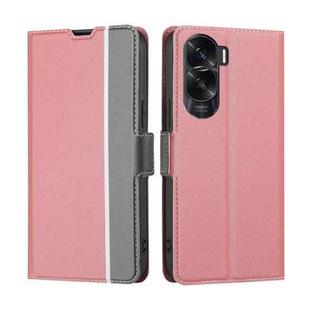 For Honor X50i 5G / 9 Lite Twill Texture Side Button Leather Phone Case(Pink)