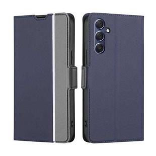 For Samsung Galaxy M54 5G Twill Texture Side Button Leather Phone Case(Blue)