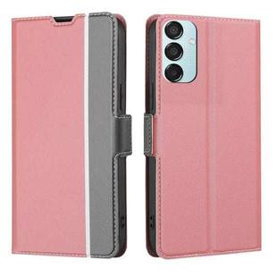 For Samsung Galaxy M15 5G Twill Texture Side Button Leather Phone Case(Pink)