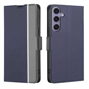 For Samsung Galaxy S24+ 5G Twill Texture Side Button Leather Phone Case(Blue)