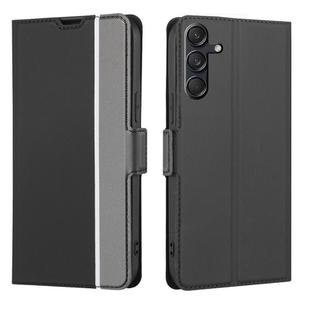 For Samsung Galaxy M55 5G Twill Texture Side Button Leather Phone Case(Black)
