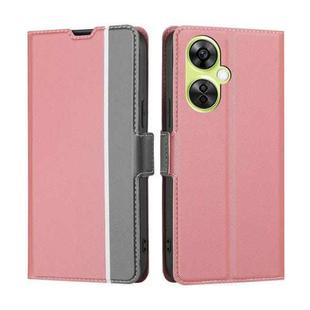 For OnePlus Nord CE 3 Lite 5G Twill Texture Side Button Leather Phone Case(Pink)