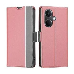 For OnePlus Nord CE3 5G Twill Texture Side Button Leather Phone Case(Pink)