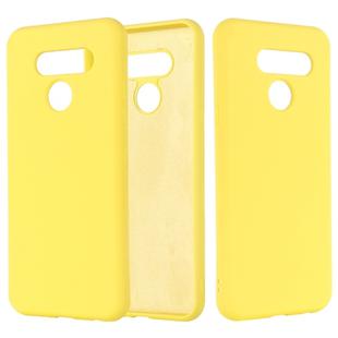 For LG K50 Solid Color Liquid Silicone Shockproof Full Coverage Protective Case(Yellow)